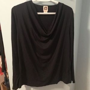 Anne Klein navy blue cotton top, size XL